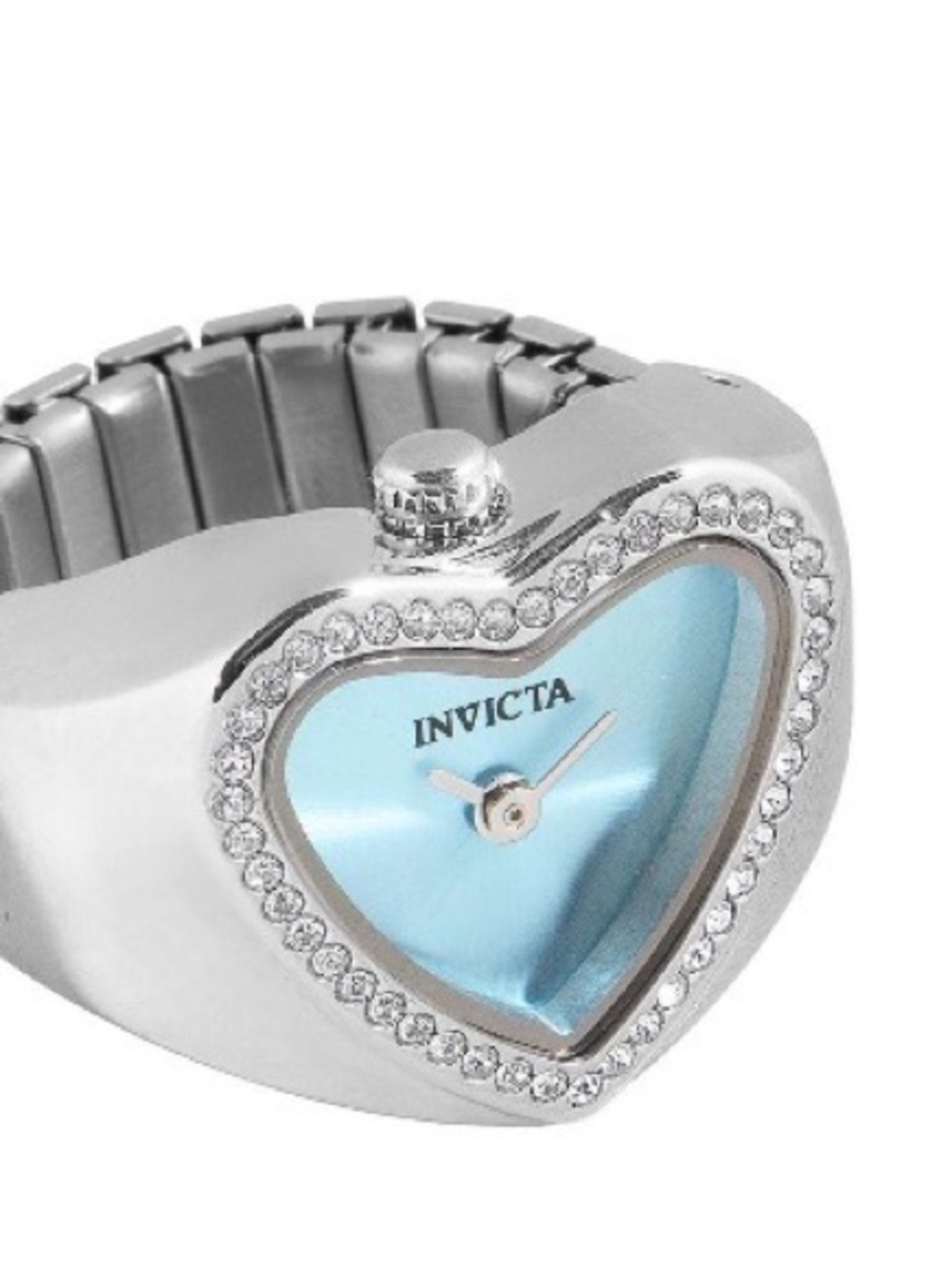 Invicta Silver Heart Bracelet Watch with Light Blue Dial and Crystal Accents